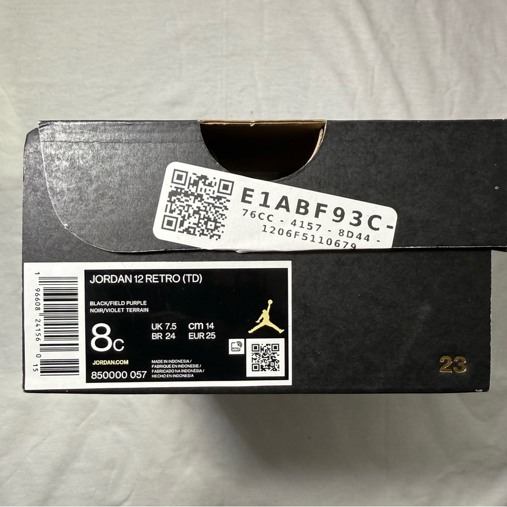 Jordan 12 Retro 8 (TD) Black & Purple